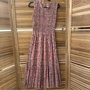 Perry Walker The Muffy Floral Sleeveless Midi Dress in pink size 2